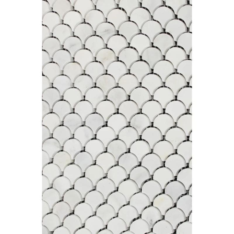 Asian Statuary (Oriental White) Marble Fan Shape (Raindrop) Honed Mosaic Tile - TILE & MOSAIC DEPOT
