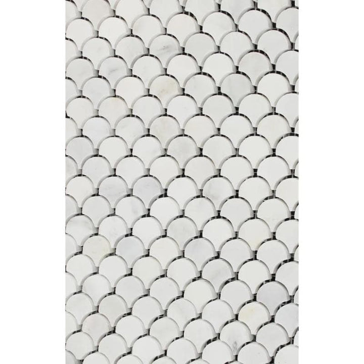 Asian Statuary (Oriental White) Marble Fan Shape (Raindrop) Honed Mosaic Tile - TILE & MOSAIC DEPOT