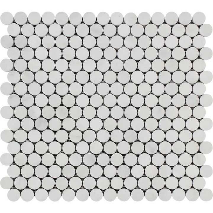 Asian Statuary (Oriental White) Marble Pennyround Honed Mosaic Tile - TILE & MOSAIC DEPOT