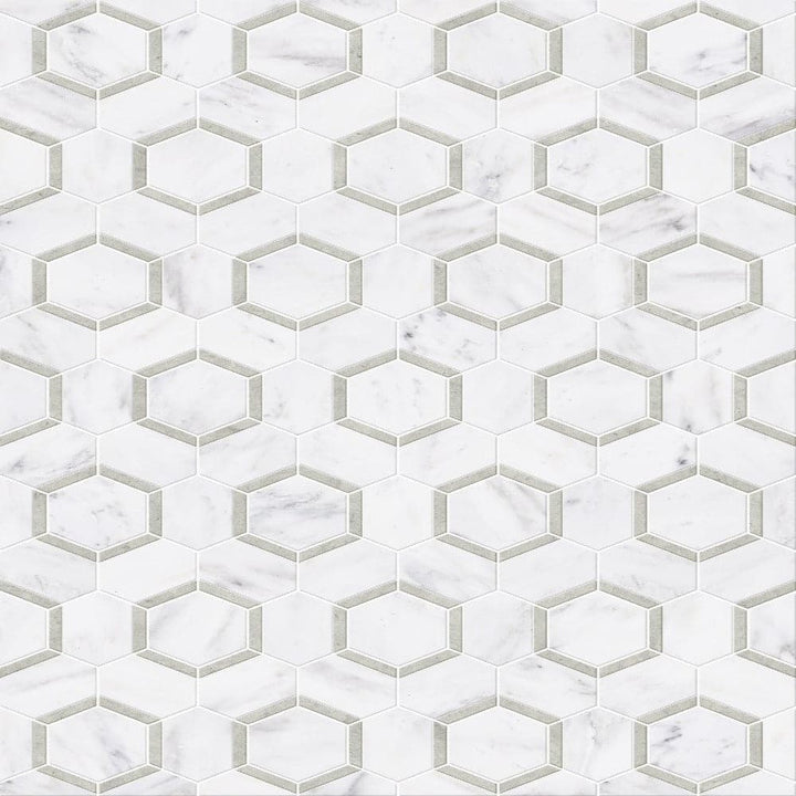 Asian Statuary Talia Gray Hexagon Marble Polished Mosaic Tile - TILE & MOSAIC DEPOT