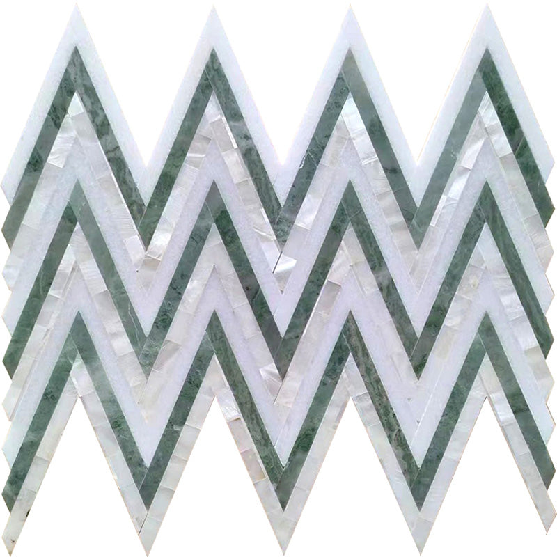 BELFAST Mint Green, Thassos, Shell Mosaic Tile | TILE & MOSAIC DEPOT