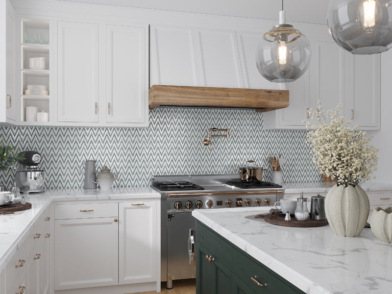 BELFAST Mint Green, Thassos, Shell Mosaic Tile | TILE & MOSAIC DEPOT