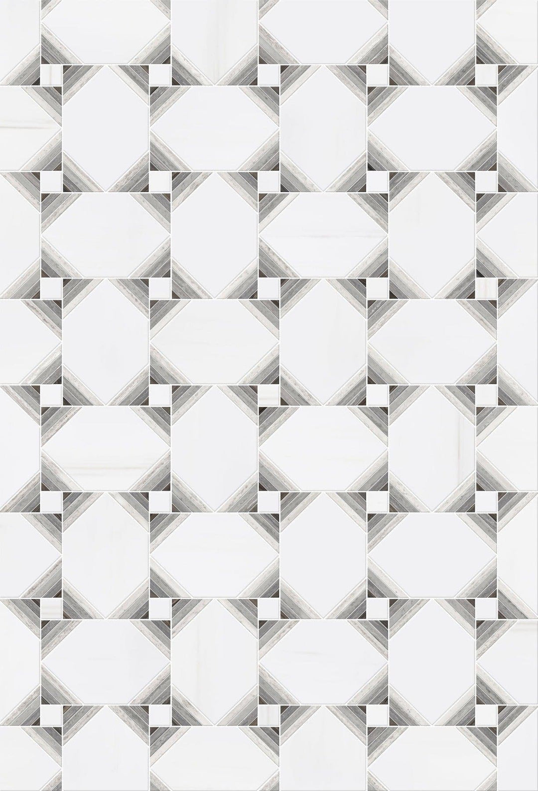 Bianco Dolomite Grey Marble with Eremaso Limestone Polished Mosaic Tile - TILE & MOSAIC DEPOT