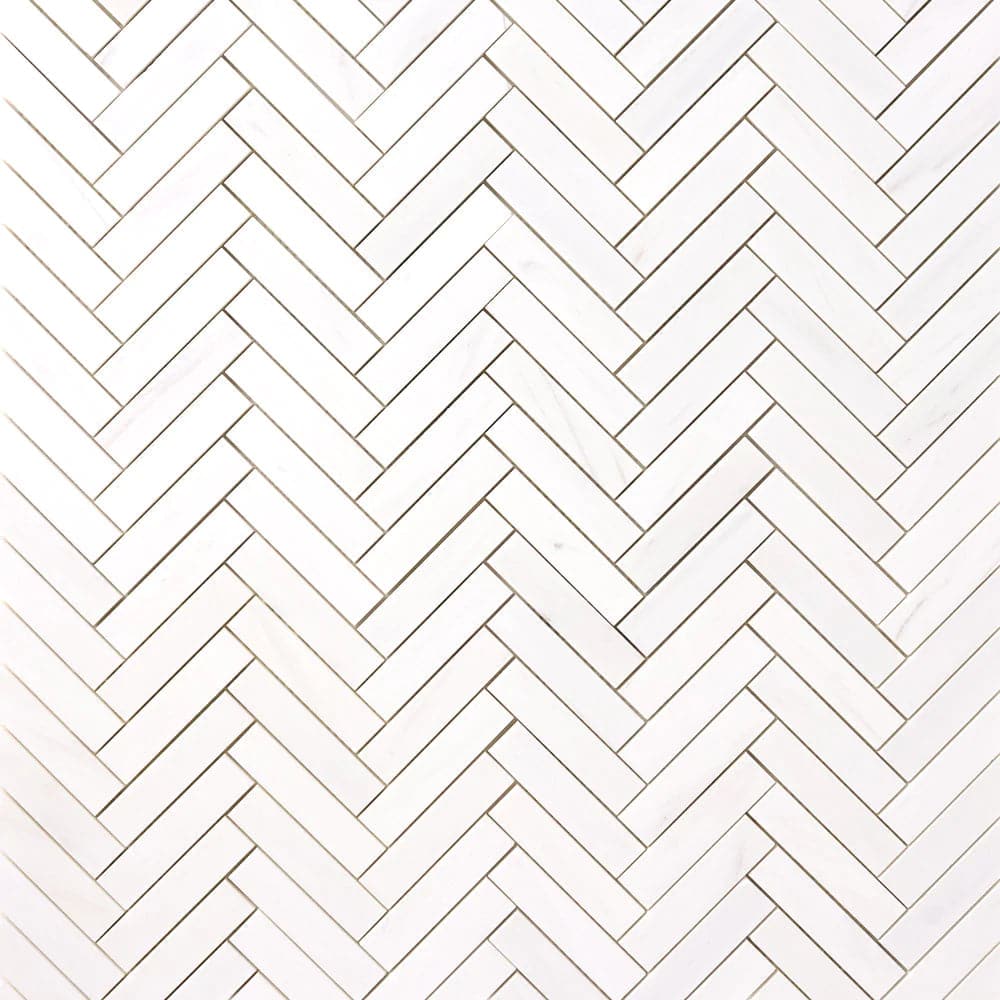 Bianco Dolomite Marble 1x4 Herringbone Honed Mosaic Tile - TILE & MOSAIC DEPOT