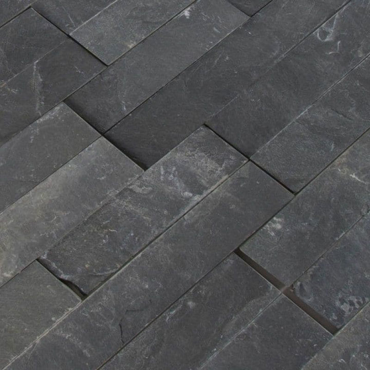 Black Slate 6x24 Stacked Stone Ledger Panel - TILE & MOSAIC DEPOT