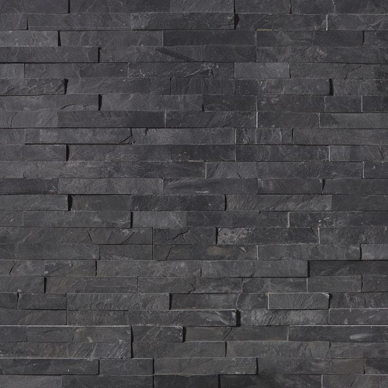 Black Slate 6x24 Stacked Stone Ledger Panel - TILE & MOSAIC DEPOT