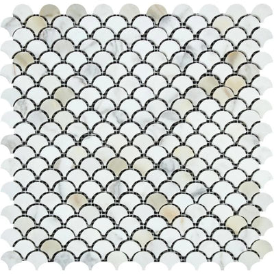 Calacatta Gold Marble Fan Shape (Raindrop) Honed Mosaic Tile - TILE AND MOSAIC DEPOT