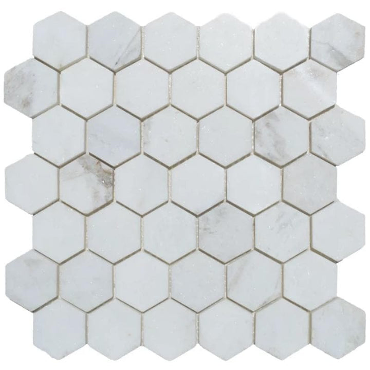 Calacatta Amber Marble 2x2 Hexagon Honed Mosaic Tile - TILE AND MOSAIC DEPOT