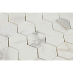 Calacatta Amber Marble 2x2 Hexagon Honed Mosaic Tile - TILE AND MOSAIC DEPOT