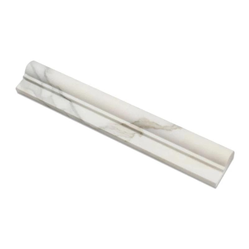 Calacatta Gold Marble 2x12 1 Step Chairrail Polished Liner - TILE AND MOSAIC DEPOT