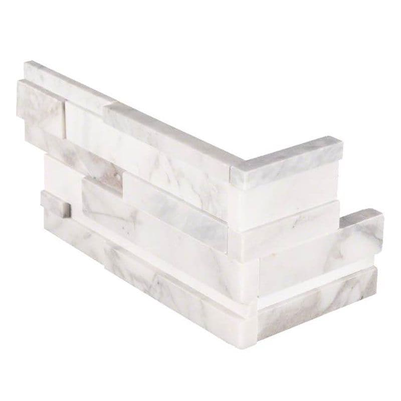 Calacatta Gold Marble 3D 6x18 Stacked Stone Ledger Corner - TILE AND MOSAIC DEPOT
