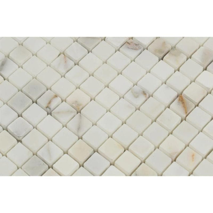 Calacatta Gold Marble 5/8x5/8 Honed Mosaic Tile - TILE & MOSAIC DEPOT