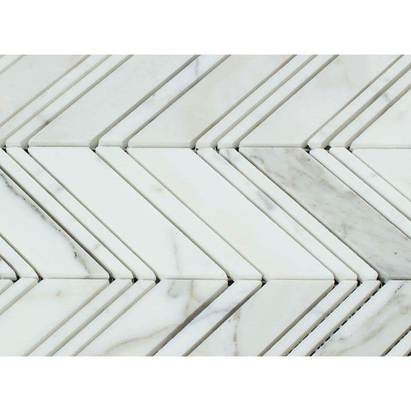 Calacatta Gold Marble Chevron Honed Mosaic Tile - TILE AND MOSAIC DEPOT