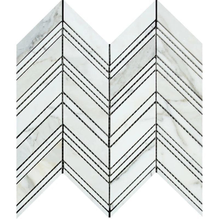 Calacatta Gold Marble Chevron Polished Mosaic Tile - TILE AND MOSAIC DEPOT