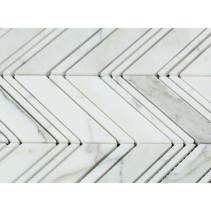 Calacatta Gold Marble Chevron Polished Mosaic Tile - TILE AND MOSAIC DEPOT