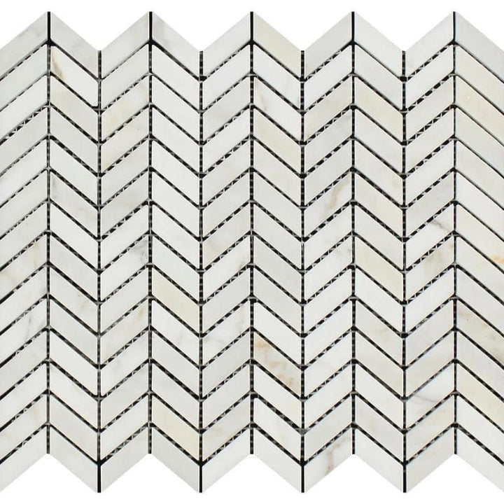 Calacatta Gold Marble Mini Chevron Honed Mosaic Tile - TILE AND MOSAIC DEPOT