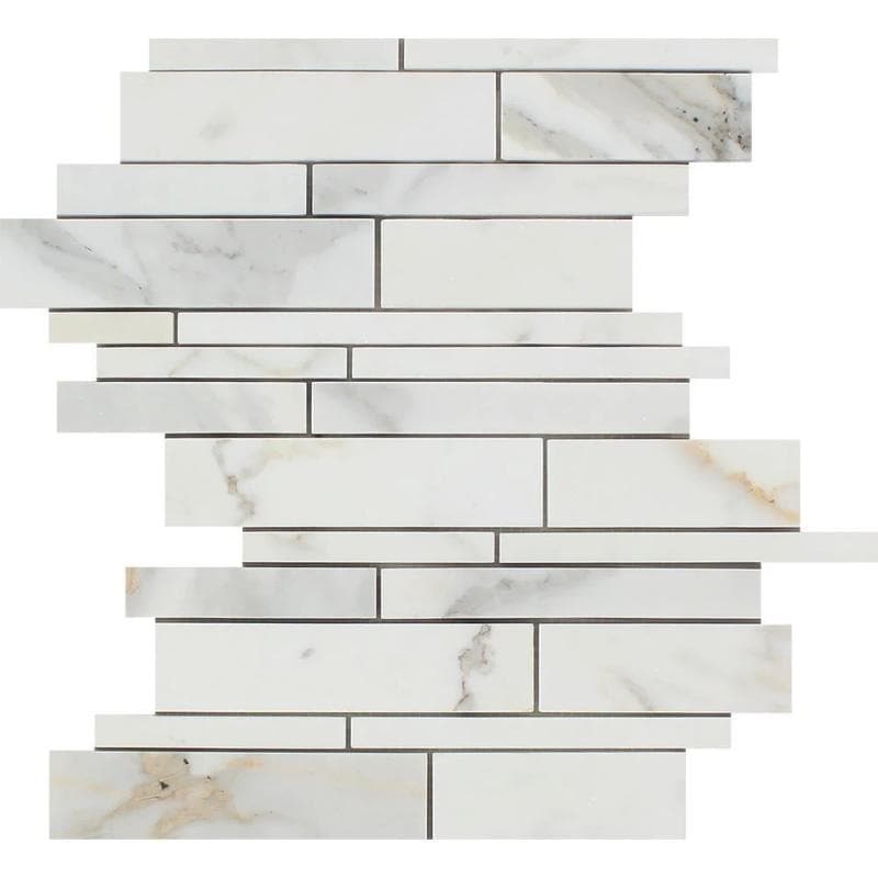 Calacatta Gold Marble Random Insert Strip Polished Mosaic Tile - TILE AND MOSAIC DEPOT