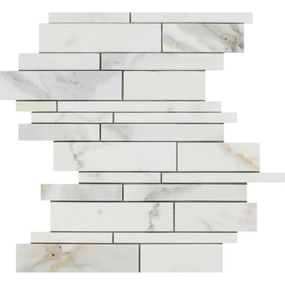 Calacatta Gold Marble Random Insert Strip Polished Mosaic Tile - TILE AND MOSAIC DEPOT