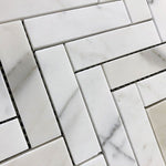 Calacatta Gold Marble 1x4 Herringbone Polished Mosaic Tile - TILE AND MOSAIC DEPOT