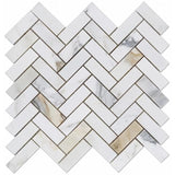 Calacatta Gold Marble 1x4 Herringbone Honed Mosaic Tile - TILE & MOSAIC DEPOT