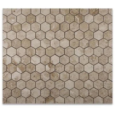 Cappuccino Marble 2x2 Hexagon Polished Mosaic Tile - TILE AND MOSAIC DEPOT