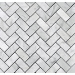 White Carrara Marble 1x2 Herringbone Honed Mosaic Tile - TILE AND MOSAIC DEPOT