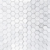 White Carrara Marble 2x2 Hexagon Honed Mosaic Tile - TILE AND MOSAIC DEPOT