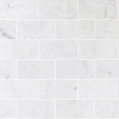 White Carrara Marble 3x6 Honed Tile - TILE AND MOSAIC DEPOT