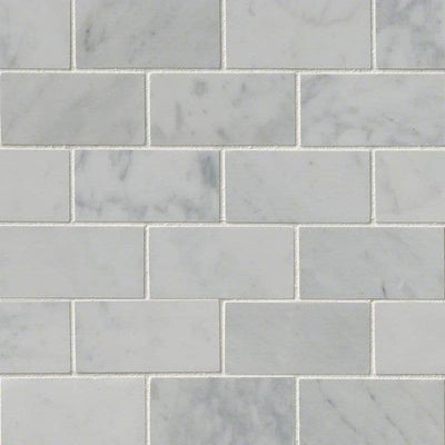 White Carrara Marble 2x4 Polished Mosaic Tile - TILE AND MOSAIC DEPOT