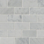 White Carrara Marble 2x4 Honed Mosaic Tile - TILE AND MOSAIC DEPOT