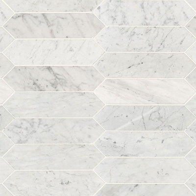 White Carrara Marble 3x12 Picket Honed Mosaic Tile - TILE AND MOSAIC DEPOT