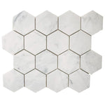 White Carrara Marble 3x3 Hexagon Polished Mosaic Tile - TILE AND MOSAIC DEPOT