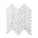 White Carrara Marble 1x4 Herringbone Polished Mosaic Tile - TILE AND MOSAIC DEPOT