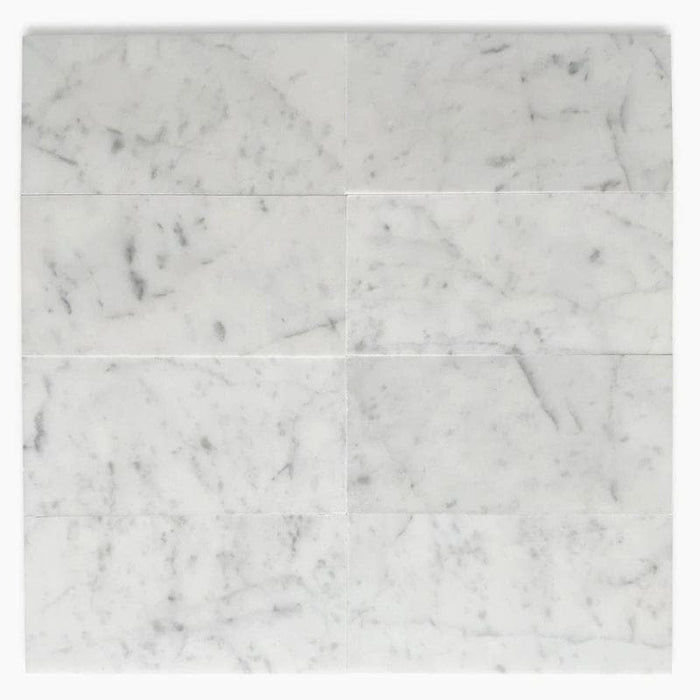 White Carrara Marble 4x8 Polished Tile - TILE AND MOSAIC DEPOT
