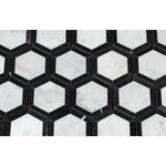 White Carrara Marble 2x2 Hexagon with Black Honed Mosaic Tile - TILE AND MOSAIC DEPOT