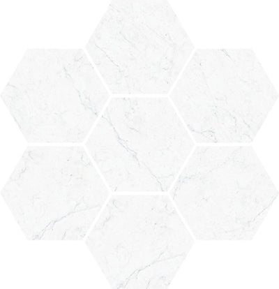 Vallelunga Carrara Hexagon Polished Porcelain Mosaic Tile - TILE & MOSAIC DEPOT