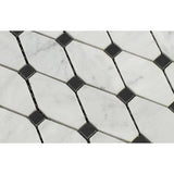 White Carrara Marble Octave with Black Dots Polished Mosaic Tile - TILE AND MOSAIC DEPOT