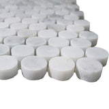 White Carrara Marble Penny Round Polished Mosaic Tile - TILE AND MOSAIC DEPOT