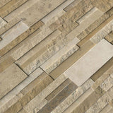 Ivory & Noce Travertine Multi Blend 6x24 Stacked Stone Ledger Panel - TILE AND MOSAIC DEPOT