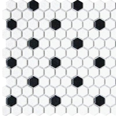 CC MOSAICS WH/BLK 12X12 MOS. HEXAGON 1X1.