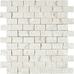 White Pearl Limestone 1x2 Split Face Mosaic Tile - TILE AND MOSAIC DEPOT