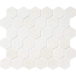 White Pearl Limestone 2X2 Hexagon Honed Marble Mosaic Tile - TILE AND MOSAIC DEPOT
