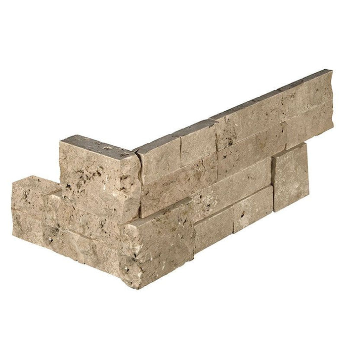 Noce Travertine 6x18 Stacked Stone Ledger Corner - TILE AND MOSAIC DEPOT