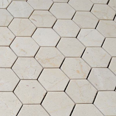 Crema Marfil Marble 2x2 Hexagon Honed Mosaic Mosaic Tile - TILE AND MOSAIC DEPOT