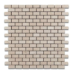 Crema Marfil Marble Polished Mini Brick Mosaic Tile - TILE AND MOSAIC DEPOT