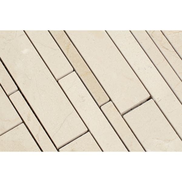 Crema Marfil Marble Random Insert Strip Polished Mosaic Tile - TILE AND MOSAIC DEPOT