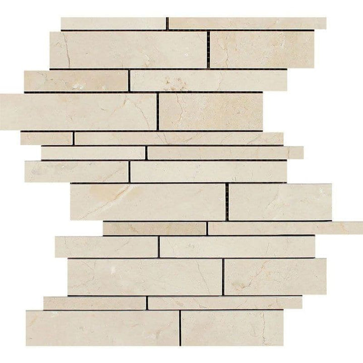 Crema Marfil Marble Random Insert Strip Polished Mosaic Tile - TILE AND MOSAIC DEPOT
