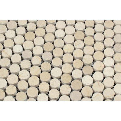 Crema Marfil Marble Penny Round Polished Mosaic Tile - TILE AND MOSAIC DEPOT