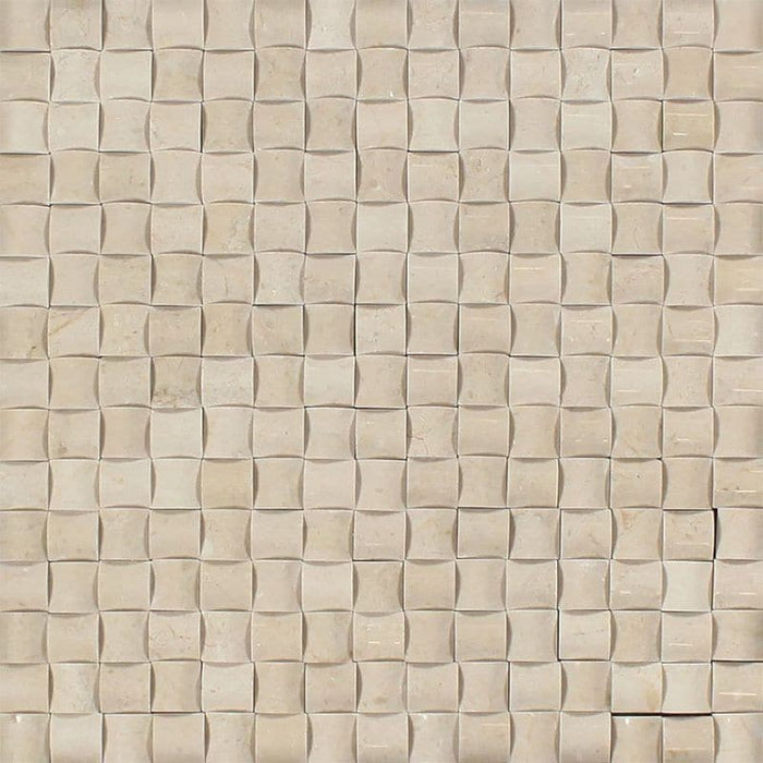 Crema Marfil Marble 3D Pillow Polished Mosaic Tile - TILE AND MOSAIC DEPOT