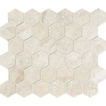 Royal Beige Marble 2x2 Hexagon Honed Marble Mosaic Tile - TILE AND MOSAIC DEPOT